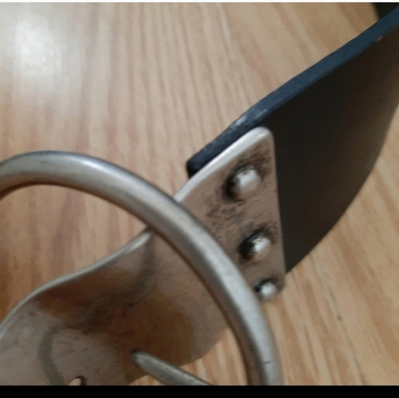 Chicos Black Leather Boho Rare Buckle Hook Belt Small - Picture 4 of 8